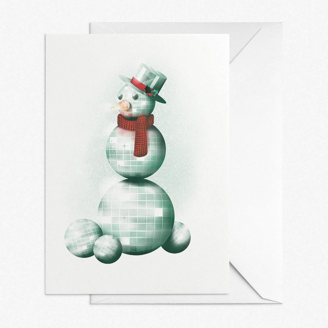 Christmas Greeting Card // Disco Snowman