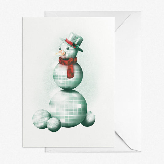 Christmas Greeting Card // Disco Snowman